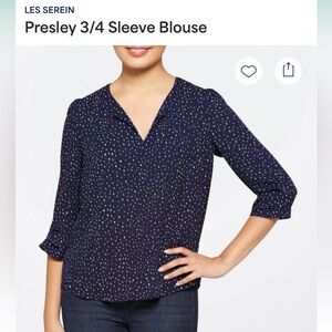Les Serein Sz Small Navy Dotted Blouse